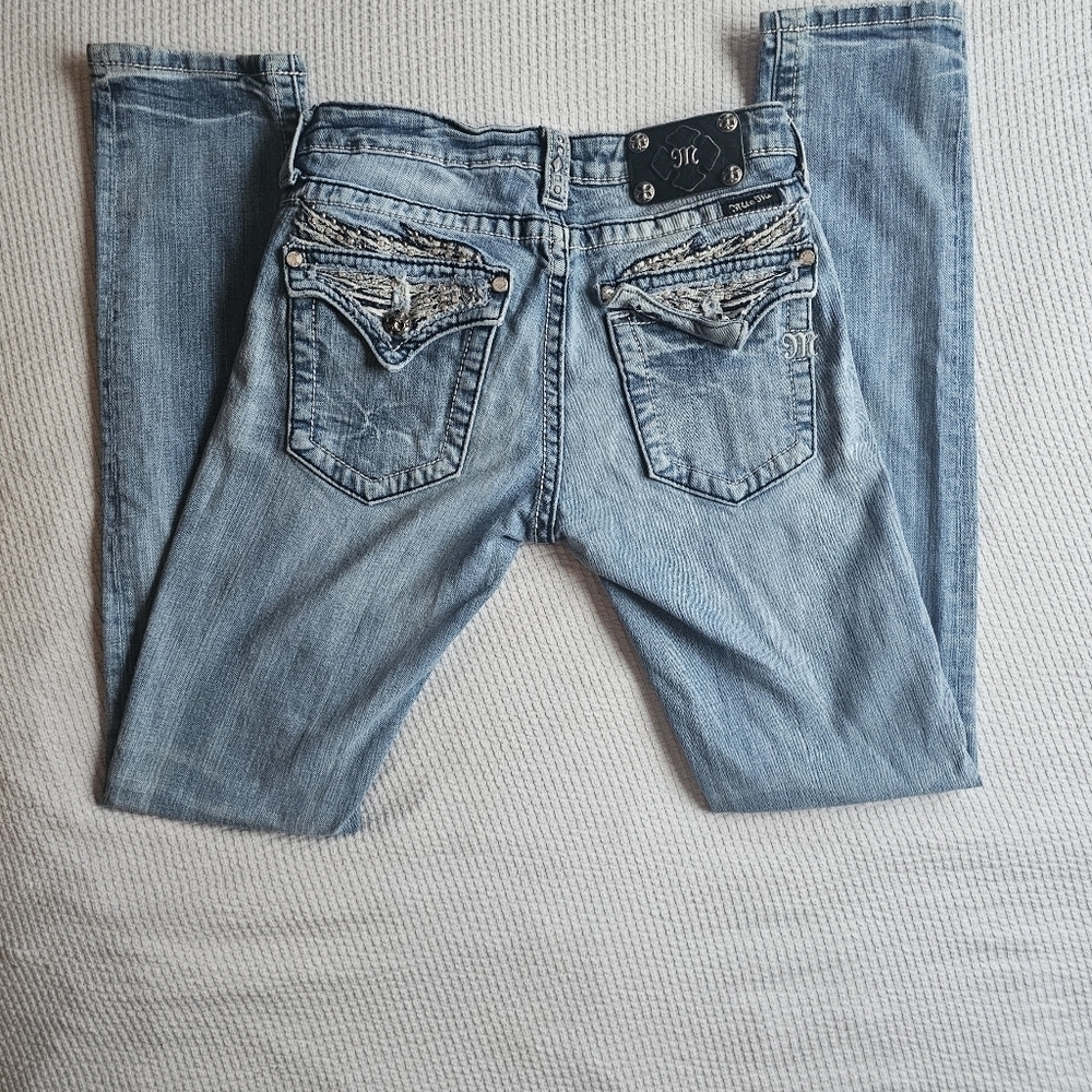 Miss Me light wash size 28 Embellished Angel Wings Skinny jeans JE5330S2L